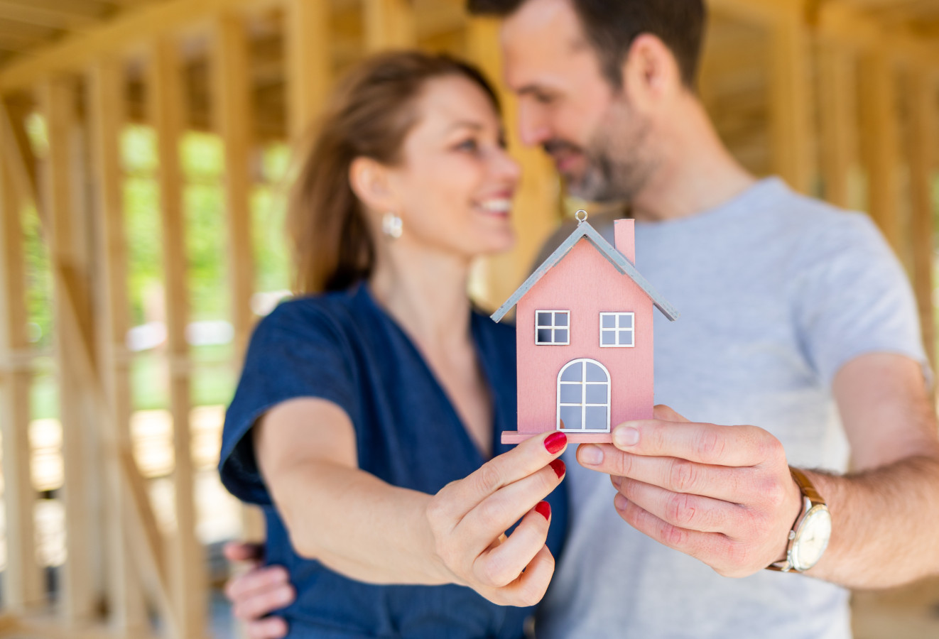 New Construction Couple Hugging